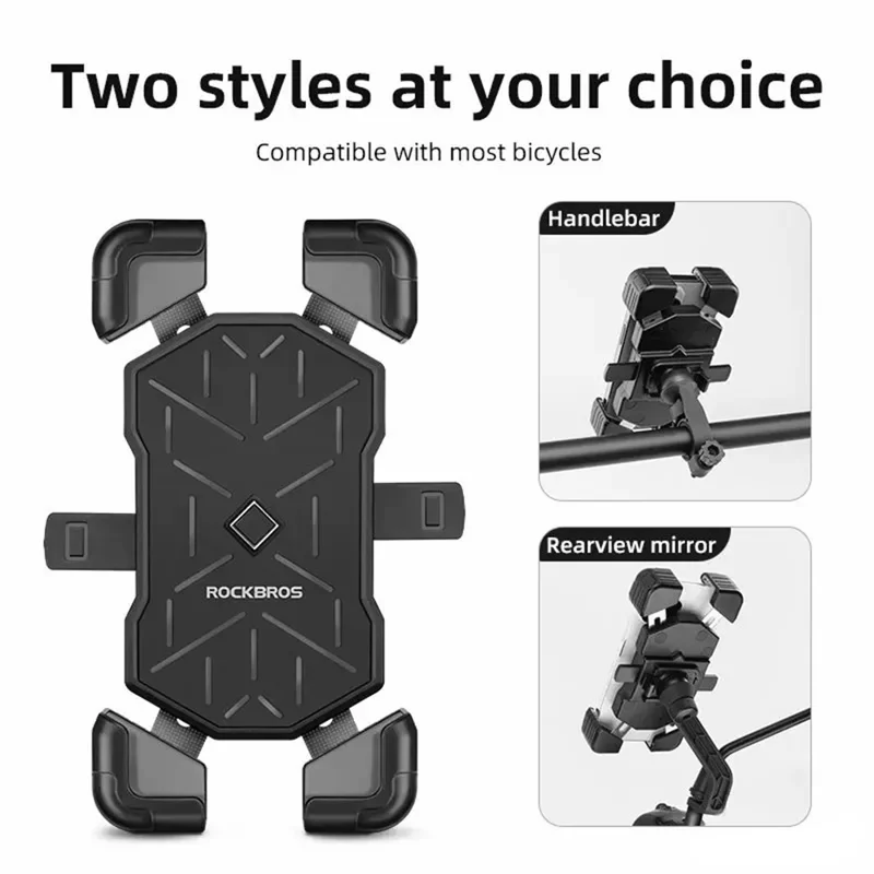 ROCKBROS HW-117 E-Bike Cell Phone Holder Motorcycle Bicycle Quick-Release Phone Bracket for 4.5"-7.2" Devices - Grey / Handlebar