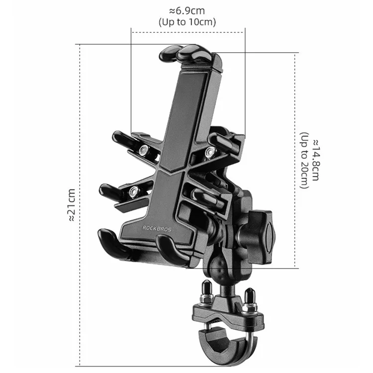 ROCKBROS 25210024 Motorcycle Cell Phone Holder Shockproof E-Bike Phone Mount for Bicycle Navigation - U-shape