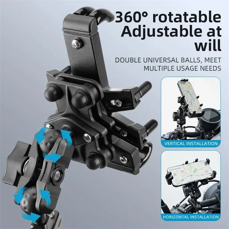 ROCKBROS 25210024 Motorcycle Cell Phone Holder Shockproof E-Bike Phone Mount for Bicycle Navigation - U-shape