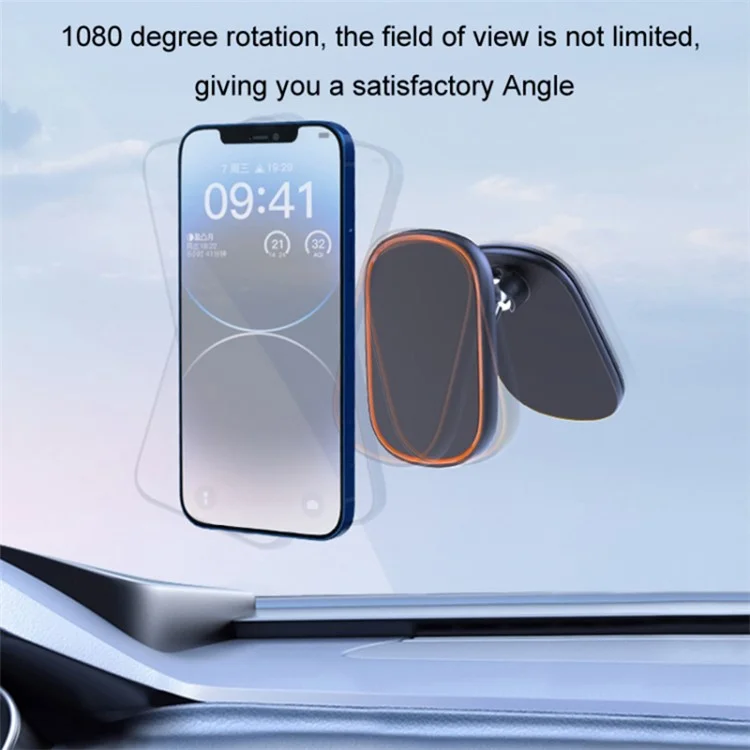 Aluminum Alloy+Silicone Magnetic Adsorption Car Navigation Folding Phone Holder Bracket