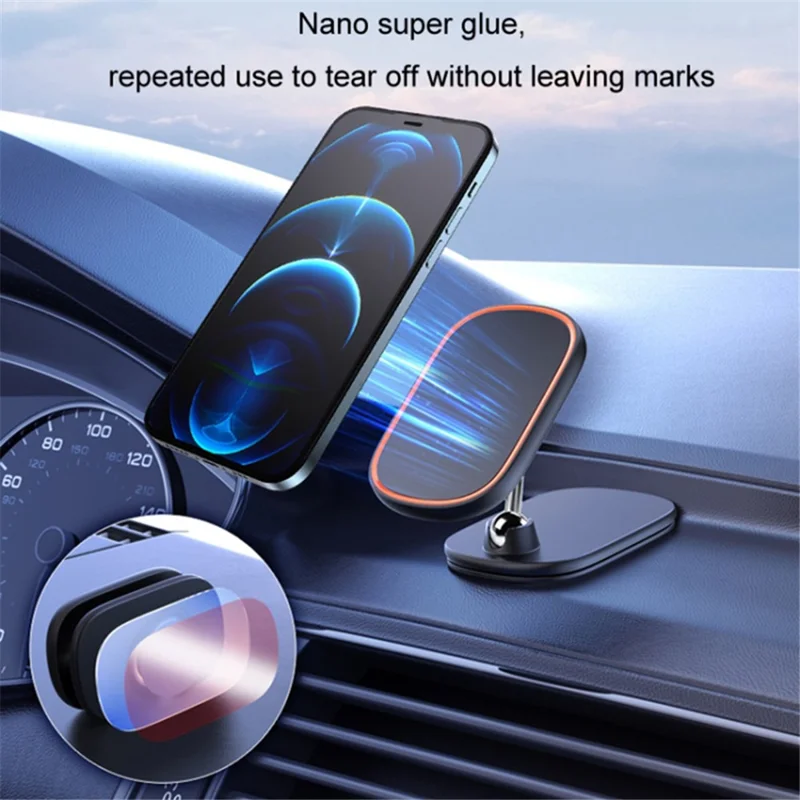 Aluminum Alloy+Silicone Magnetic Adsorption Car Navigation Folding Phone Holder Bracket