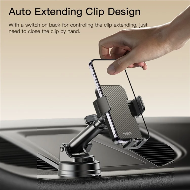 YESIDO C173 Suction Dashboard Phone Mount 360-Degree Rotating Car Windshield Cell Phone Holder for iPhone 16 / 16 Plus / 16 Pro / 16 Pro Max