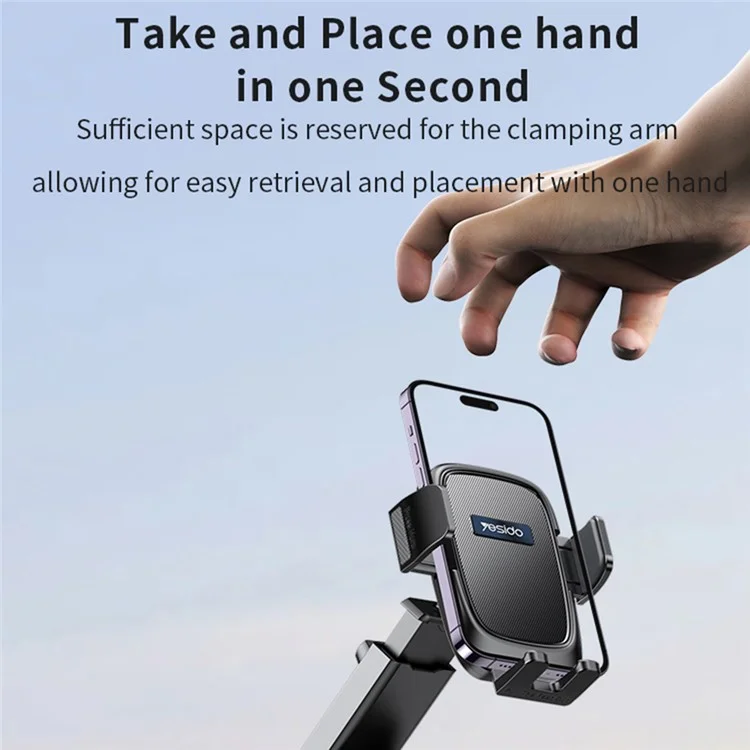 YESIDO C262 Suction Cup Phone Car Holder Retractable Long Arm Triangular Bracket