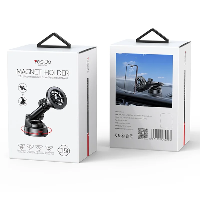 YESIDO C158 Ring Shape Magnetic Car Sucker Mount Mobile Phone Holder with Air Outlet Clip