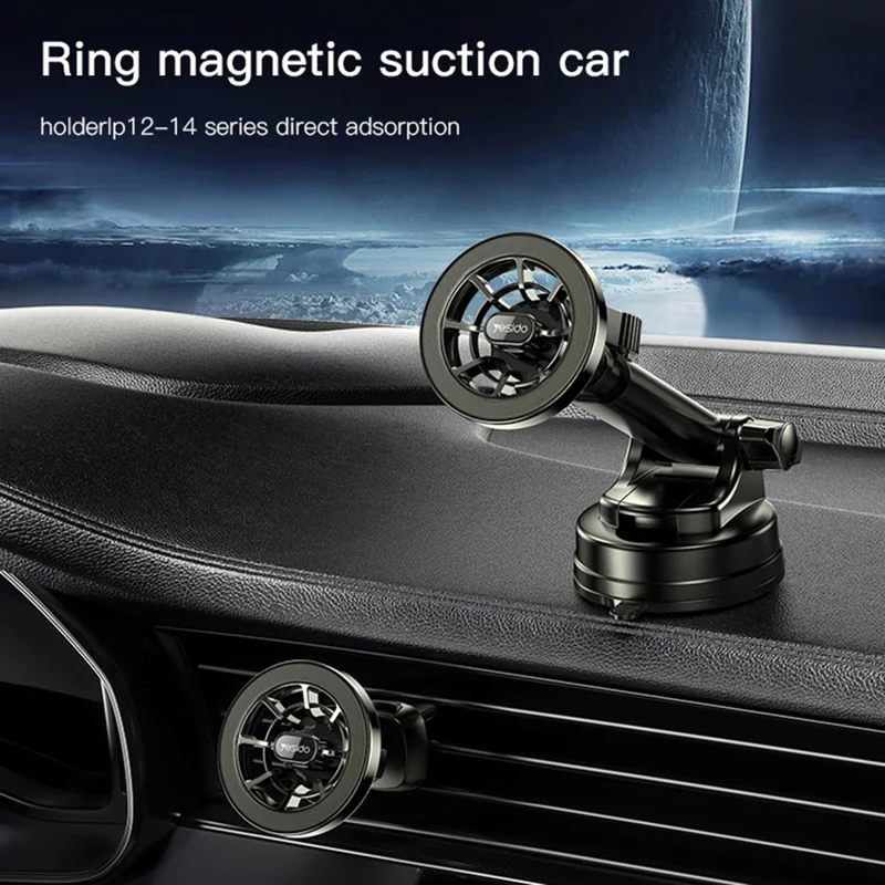 YESIDO C158 Ring Shape Magnetic Car Sucker Mount Mobile Phone Holder with Air Outlet Clip