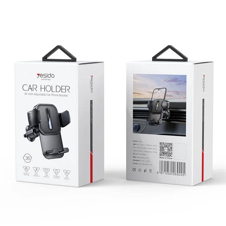 YESIDO C167 Air Vent Hook Universal Car Phone Stand Cellphone Mount Bracket