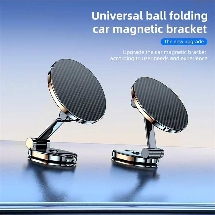 Carbon Fiber Texture Car Adhesive Base Magnetic Absorption Alloy Phone Holder Folding Bracket - Silver