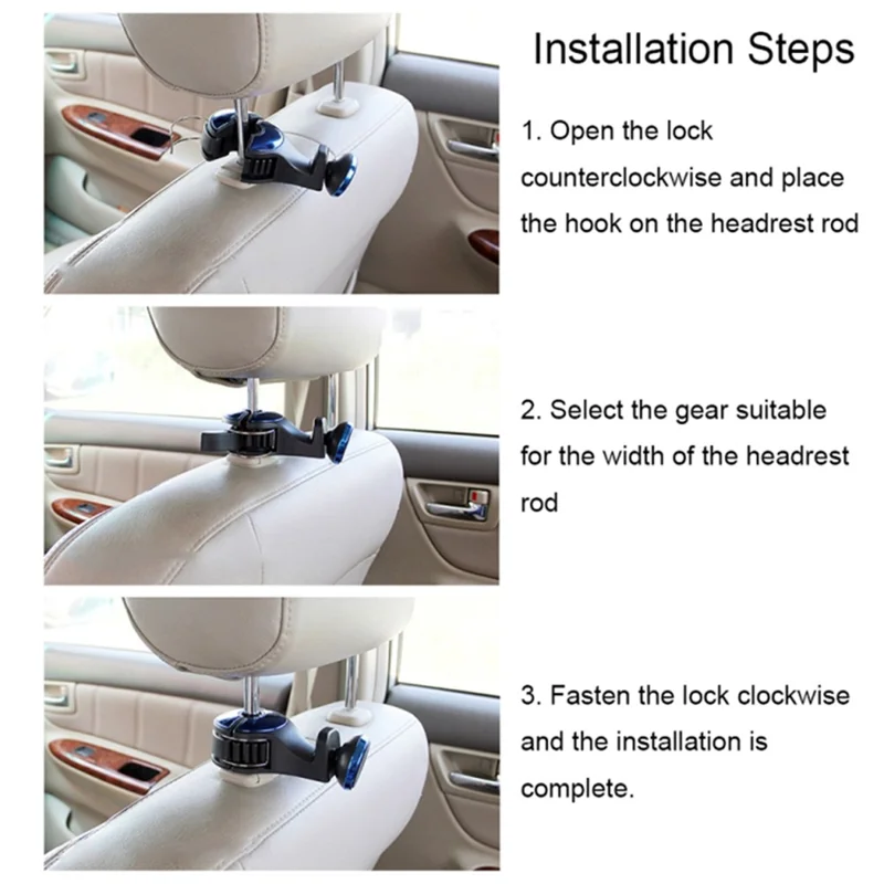 Car Back Seat Headrest Hook Phone Holder Portable Seat Back Magnetic Hanger for Bag Purse Cloth - Silver