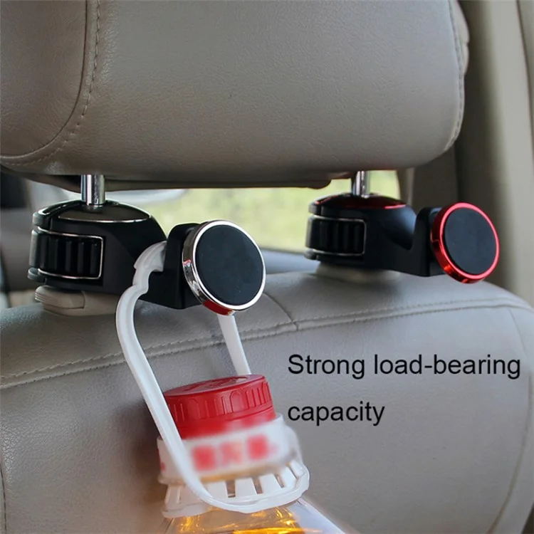 Car Back Seat Headrest Hook Phone Holder Portable Seat Back Magnetic Hanger for Bag Purse Cloth - Red