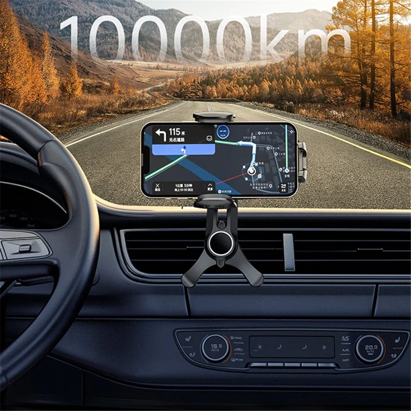 A034 9th Gen Plastic Car Y-shaped Base Air Outlet Clip Bracket Mobile Phone Holder  - Black