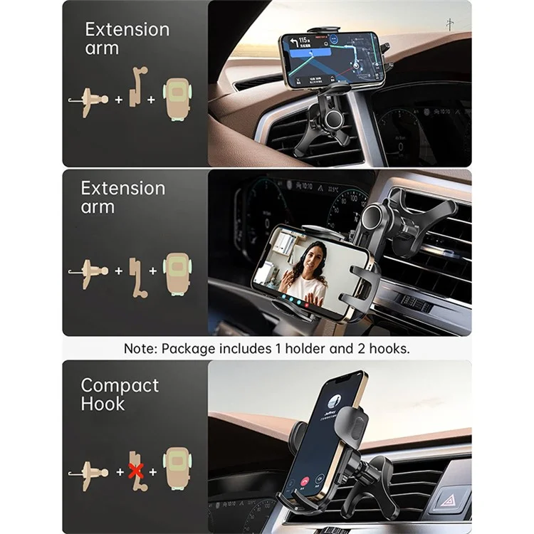 A034 10th Gen Y-shaped Base Car Air Vent Hook Mount Bracket Plastic Mobile Phone Holder  - Green