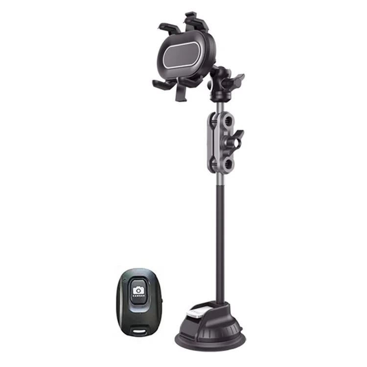 Suporte de Telefone para Carro CKYK-01 com Ventosa para Parabrisas e Controle Remoto Bluetooth, Versão Longa