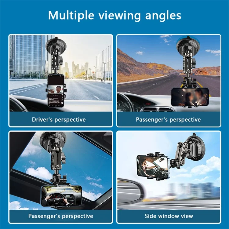 CK-01 Suction Cup Phone Mount Long Neck Car Phone Holder for Driving, Live Streaming