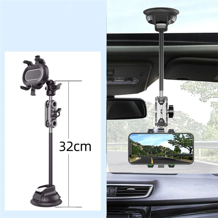 CK-01 Suction Cup Phone Mount Long Neck Car Phone Holder for Driving, Live Streaming