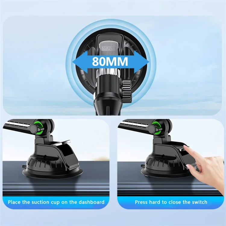 XP-01 Universal Suction Cup Phone Holder Stand for Off-Road Trucks and Excavators, Standard Model - Black
