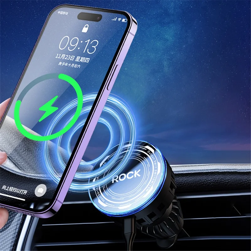 ROCK Magnetic Wireless Car Charger Compatible with MagSafe Air Vent Car Phone Mount