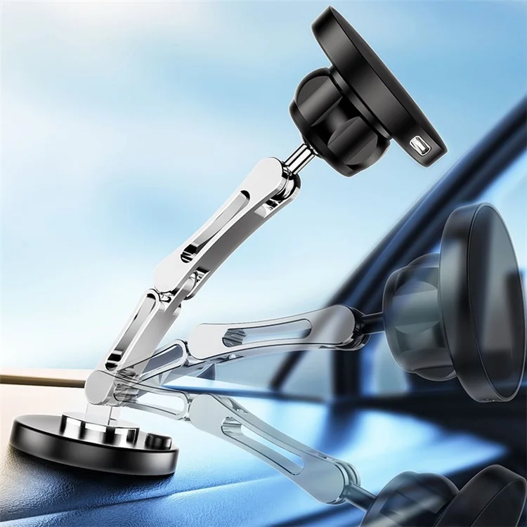 Zinc Alloy Car Dashboard Magnetic Free Rotation Phone Holder Stand Foldable Bracket for iPhone 16 / 16 Plus / 16 Pro / 16 Pro Max