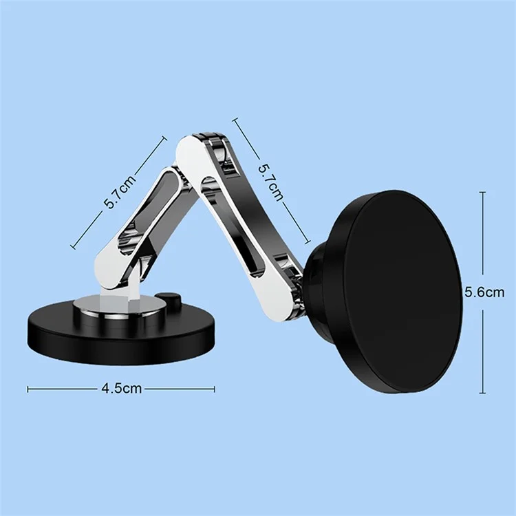 Zinc Alloy Car Dashboard Magnetic Free Rotation Phone Holder Stand Foldable Bracket for iPhone 16 / 16 Plus / 16 Pro / 16 Pro Max