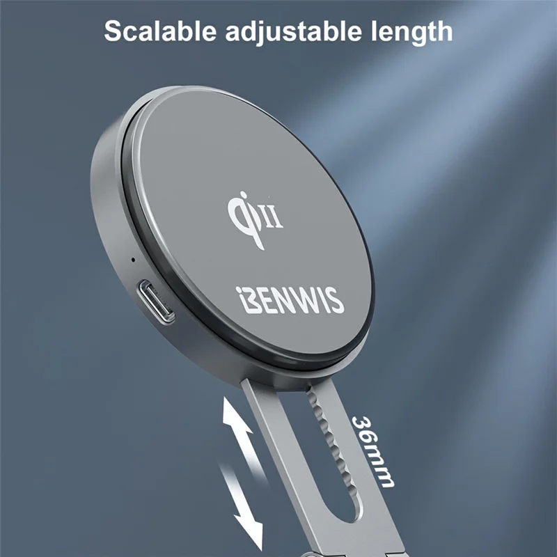 BENWIS PA-MCM-1-GY 15W Magnetic Wireless Charger Foldable Charging Stand Phone Charger