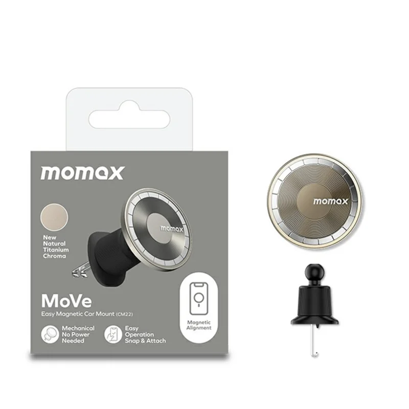 MOMAX MoVe Magnetic Wireless Charging Car Mount Vent Dash Charging Phone Holder Mount