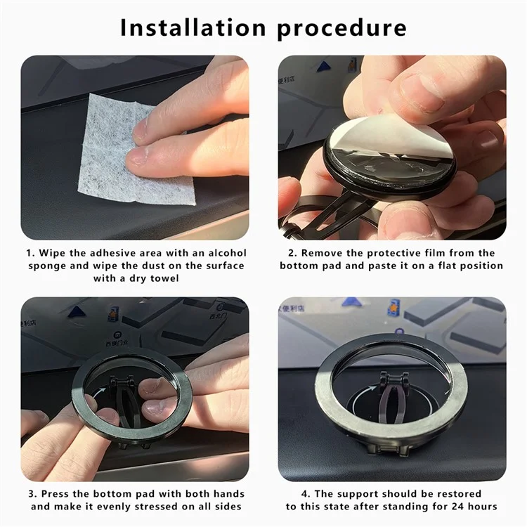 Car Dashboard Magnetic 360-Degree Rotation Phone Holder Zinc Alloy Foldable Bracket for iPhone 16 / 16 Plus / 16 Pro / 16 Pro Max