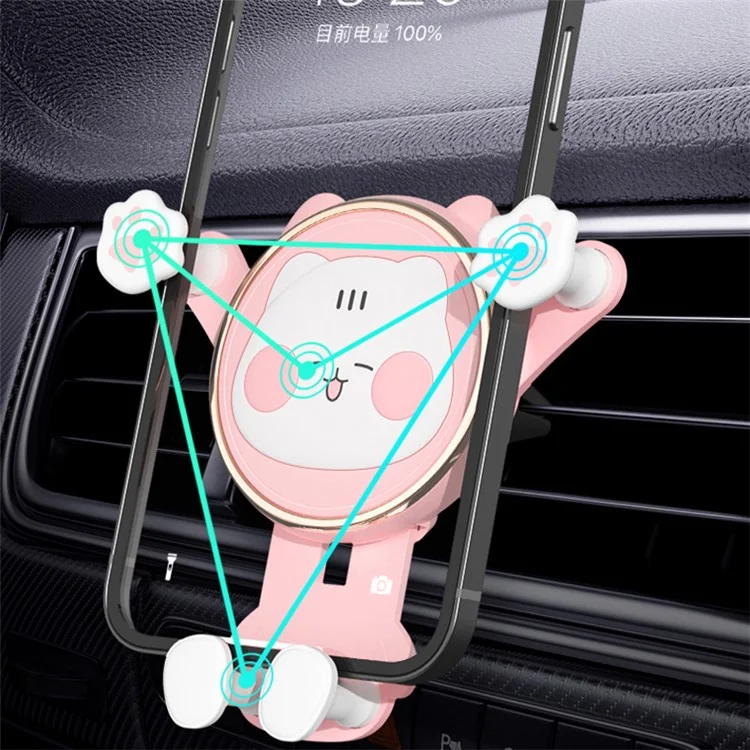 ICARER FAMILY Cat Paw Design Gravity Car Phone Holder for iPhone 16 / 16 Plus / 16 Pro / 16 Pro Max - Pink
