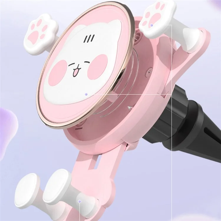 ICARER FAMILY Cat Paw Design Gravity Car Phone Holder for iPhone 16 / 16 Plus / 16 Pro / 16 Pro Max - Pink