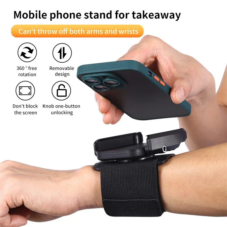 XW-W01 4.0-7.0 inch Phone Holder for iPhone 16 / 16 Plus / 16 Pro / 16 Pro Max Running Fitness Wristband Armband Phone Mount Bracket - Wristband