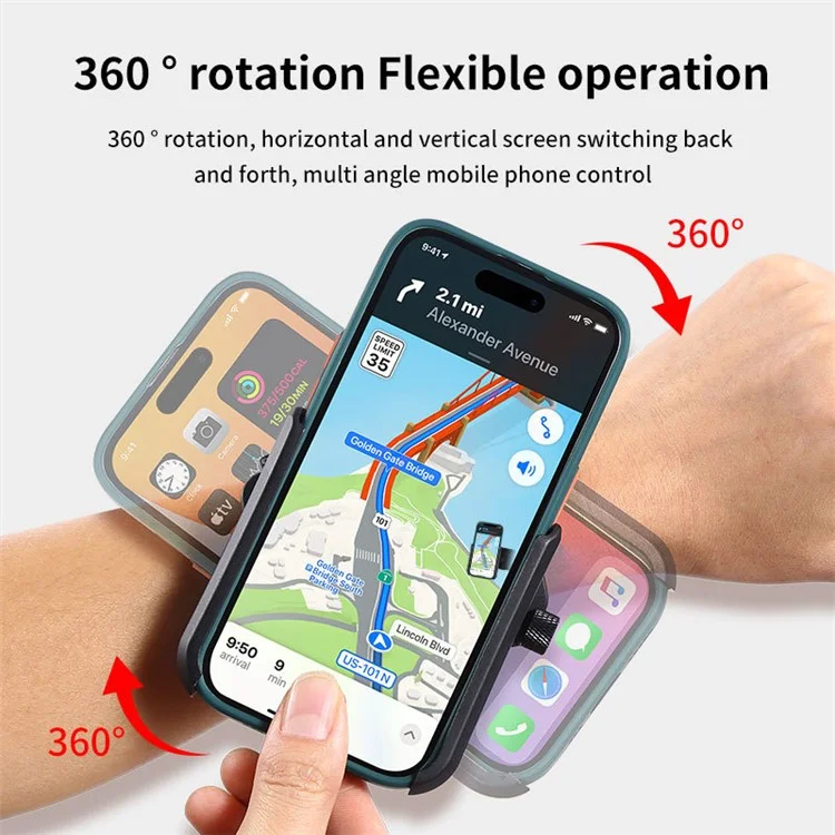 XW-W01 4.0-7.0 inch Phone Holder for iPhone 16 / 16 Plus / 16 Pro / 16 Pro Max Running Fitness Wristband Armband Phone Mount Bracket - Wristband