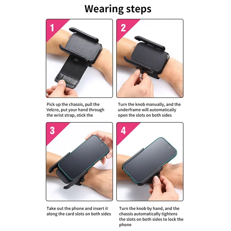 XW-W01 4.0-7.0 inch Running Wristband Phone Holder for iPhone 16 / 16 Plus / 16 Pro / 16 Pro Max Jogging Wrist Bands 360° Rotatable
