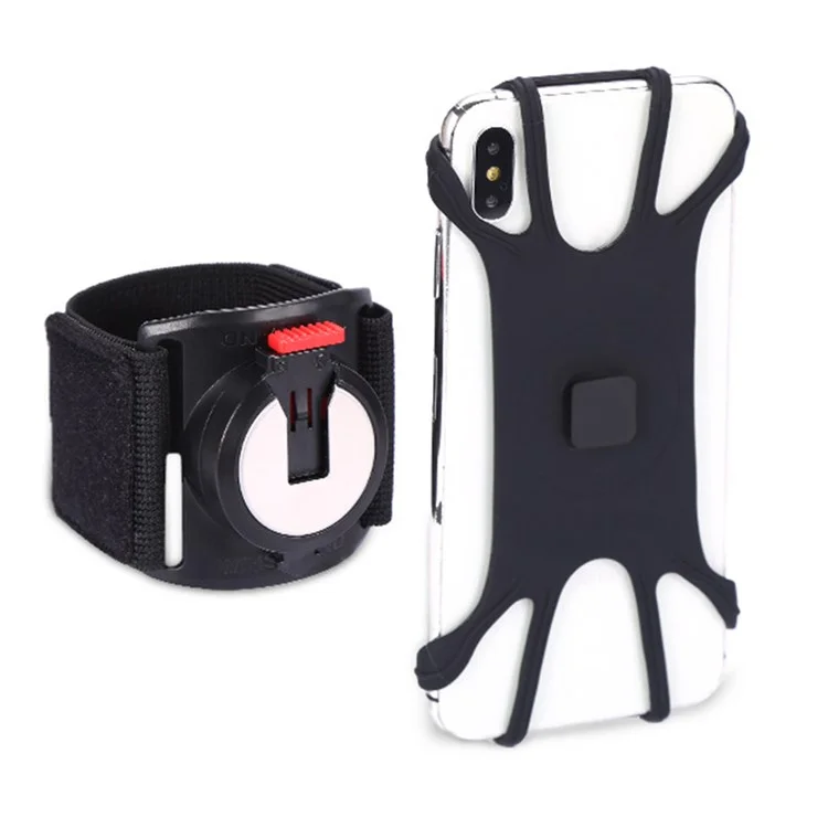 X02 Cinturino in silicone Supporto per telefono amovibile per iPhone 16 / 16 Plus / 16 Pro / 16 Pro Max Bracciale per bicicletta e corsa - Nero 