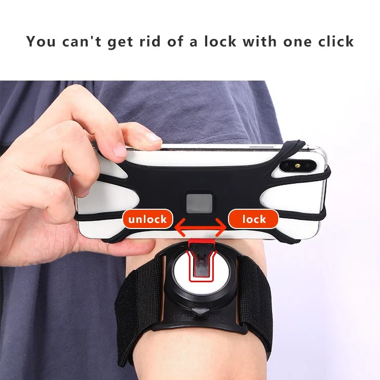 X02 Cinturino in silicone Supporto per telefono amovibile per iPhone 16 / 16 Plus / 16 Pro / 16 Pro Max Bracciale per bicicletta e corsa - Nero 