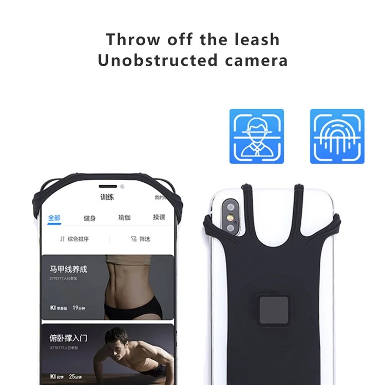 X02 Cinturino in silicone Supporto per telefono amovibile per iPhone 16 / 16 Plus / 16 Pro / 16 Pro Max Bracciale per bicicletta e corsa - Nero 