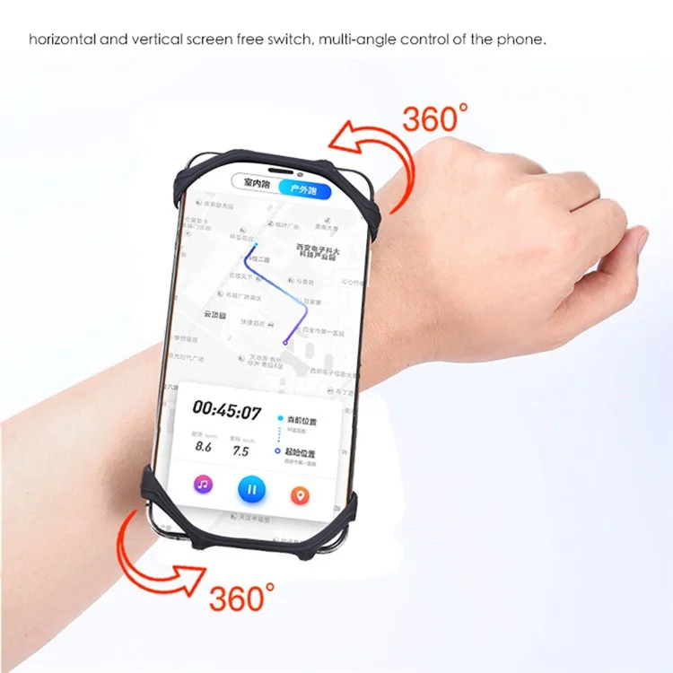 X02 Cinturino in silicone Supporto per telefono amovibile per iPhone 16 / 16 Plus / 16 Pro / 16 Pro Max Bracciale per bicicletta e corsa - Nero 