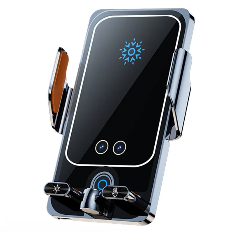 F18 Car Wireless Charger Infrared Sensor Aluminum Alloy+PC Phone Charging Bracket with 2 Magnetic Plugs - Silver