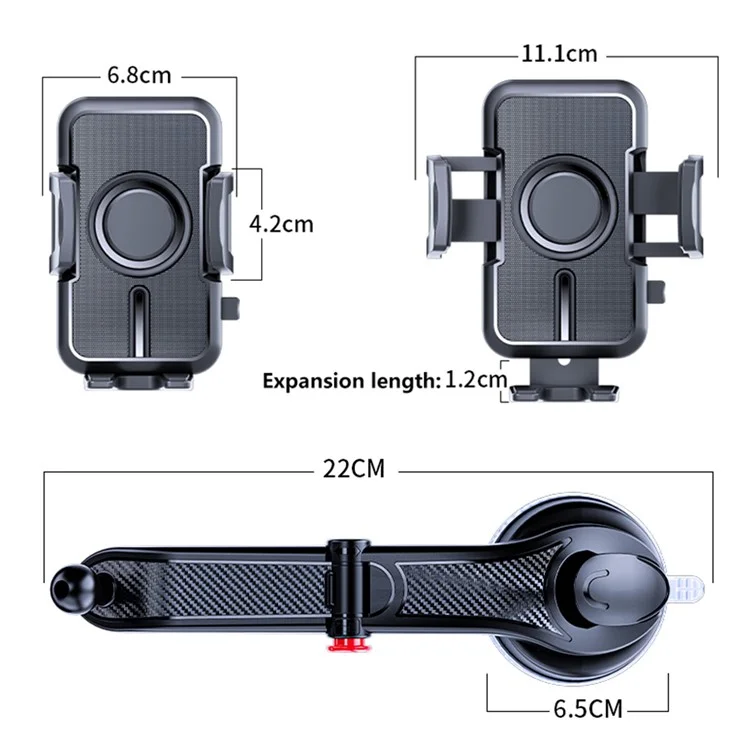 Suporte de Telefone Celular com Ventosa para Carro, Painel e Para-brisa