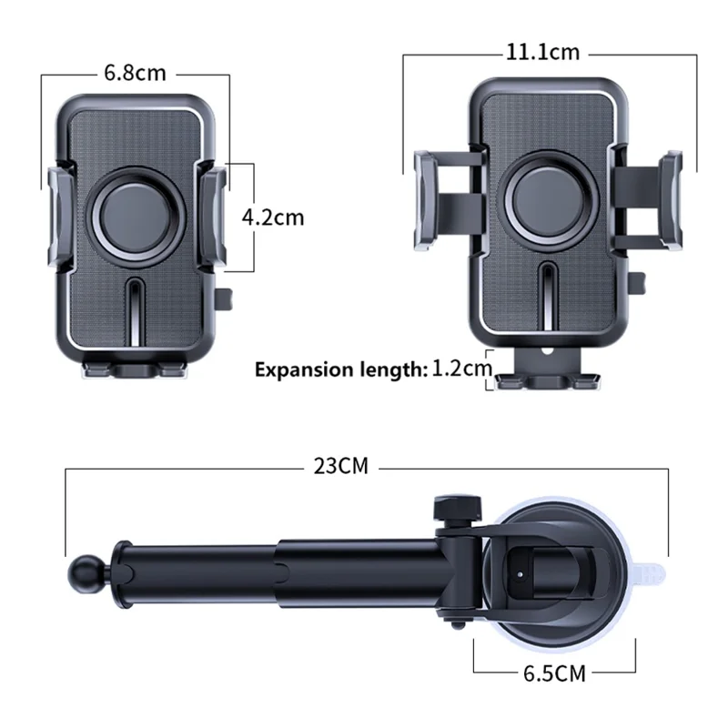 D55+105 حامل هاتف لوحة القيادة للسيارة من مادة ABS قابل للدوران بزاوية 360 درجة بمسند شفط