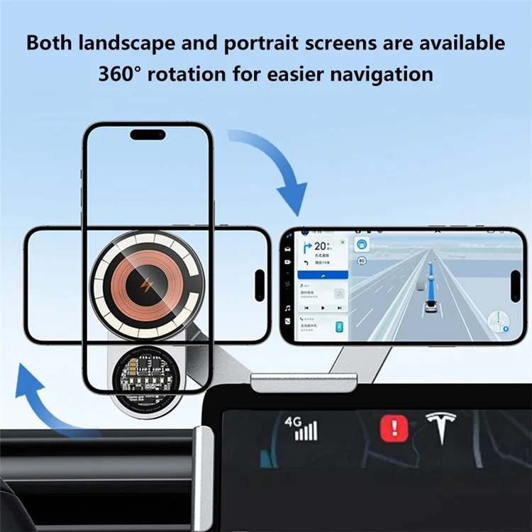 A8S For Tesla Car Screen Base 15W Wireless Charging New Energy Vehicle Navigation Bracket