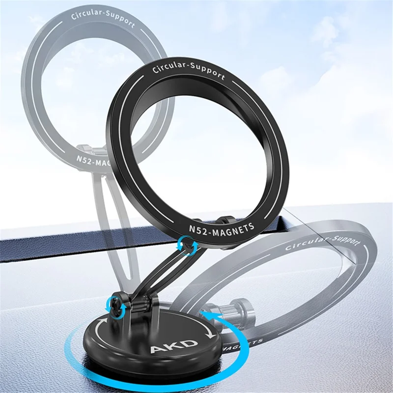 Car Mount Magnetic Phone Holder Rotary Foldable Zinc Alloy Phone Stand - Silver
