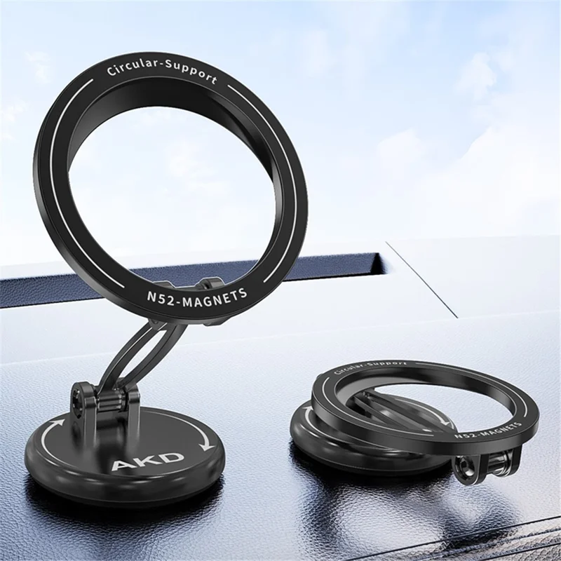 Car Mount Magnetic Phone Holder Rotary Foldable Zinc Alloy Phone Stand - Silver