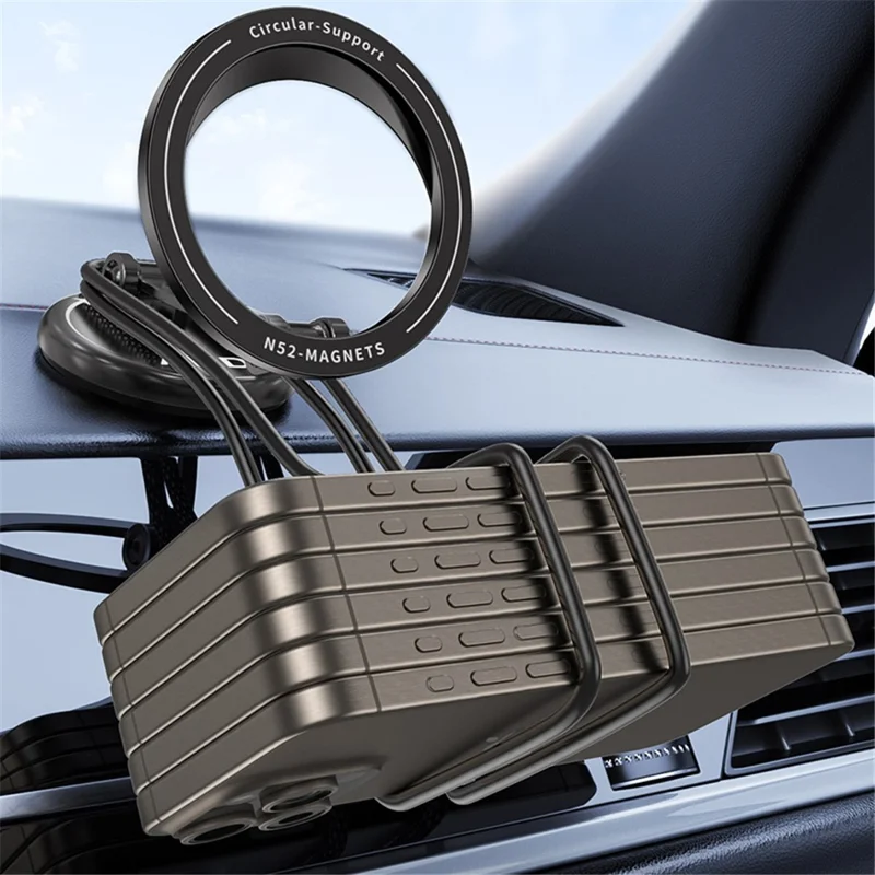 Car Mount Magnetic Phone Holder Rotary Foldable Zinc Alloy Phone Stand - Silver