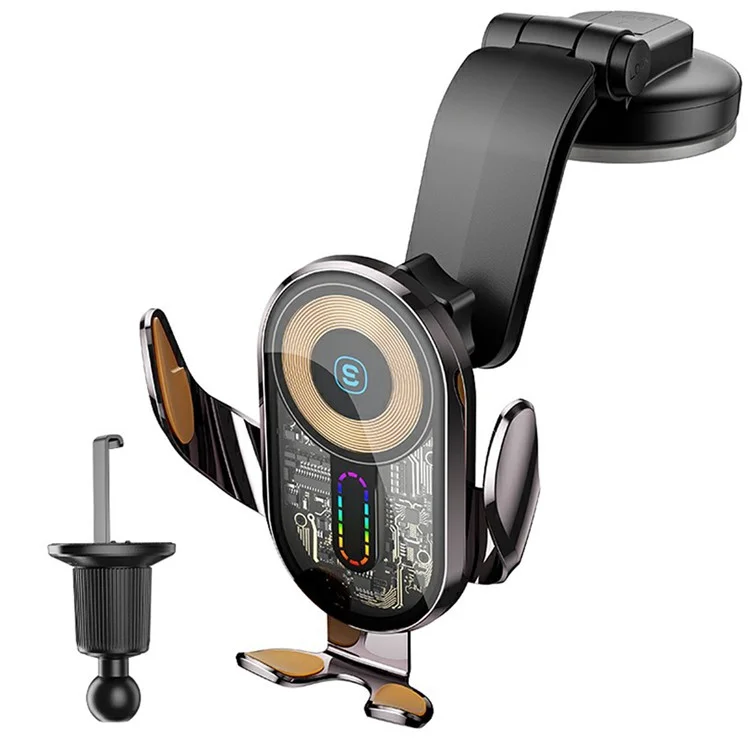ESSAGER Music Pickup Lighting Car Phone Holder Wireless Ladegerät mit Hook+Saugnapf Boden