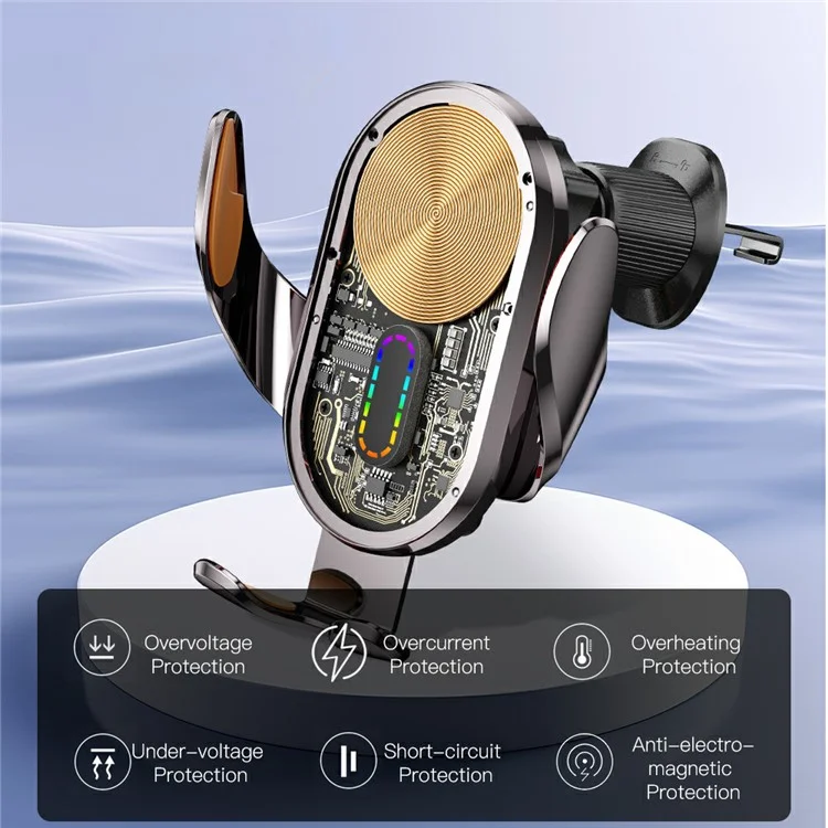 ESSAGER Music Pickup Lighting Car Phone Holder Wireless Ladegerät mit Hook+Saugnapf Boden