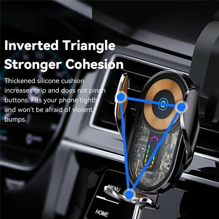 ESSAGER Music Pickup Lighting Car Phone Holder Wireless Ladegerät mit Hook+Saugnapf Boden