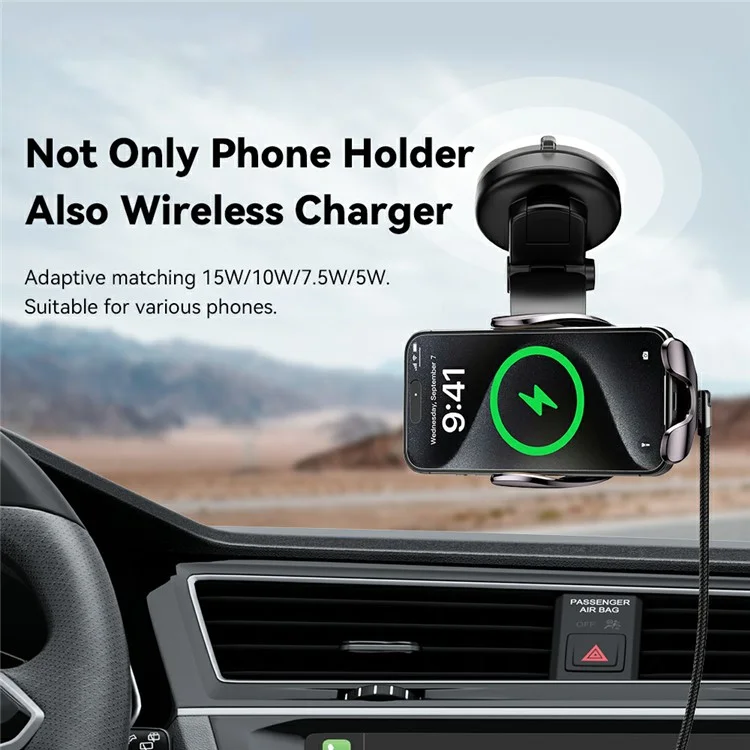ESSAGER Music Pickup Lighting Car Phone Holder Wireless Ladegerät mit Hook+Saugnapf Boden