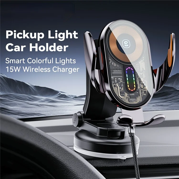 ESSAGER Music Pickup Lighting Car Phone Holder Wireless Ladegerät mit Hook+Saugnapf Boden