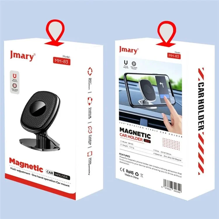 JMARY MH-83 Rotation Car Mount Cell Phone Bracket Magnetic Holder for Convenient GPS