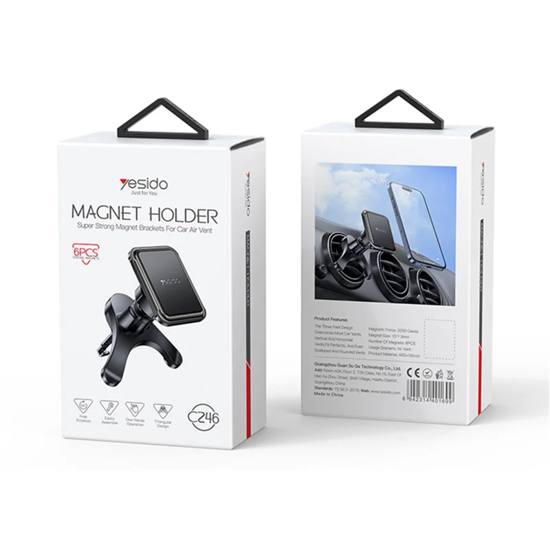 YESIDO C246 Car Air Outlet Hook Clip Magnetic Mobile Phone Holder Bracket