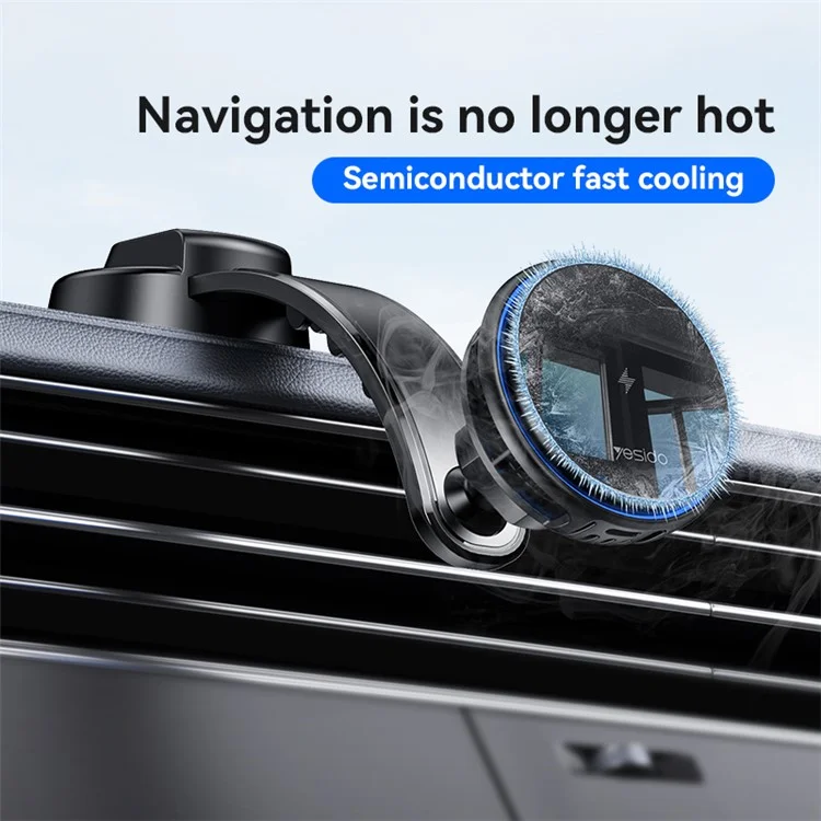 YESIDO C311 Semiconductor Cooling Magnetic Wireless Charger Car Dashboard Phone Charging Bracket