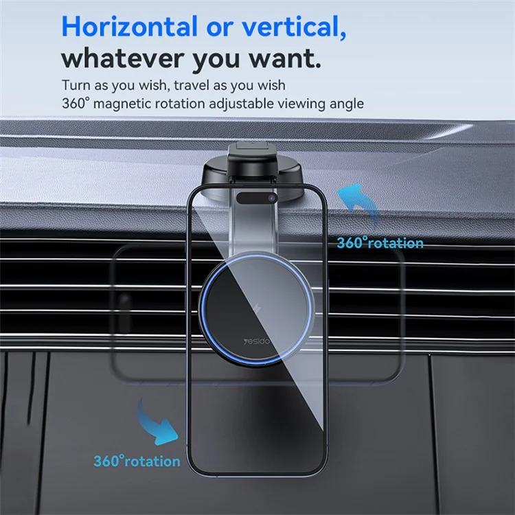 YESIDO C311 Semiconductor Cooling Magnetic Wireless Charger Car Dashboard Phone Charging Bracket